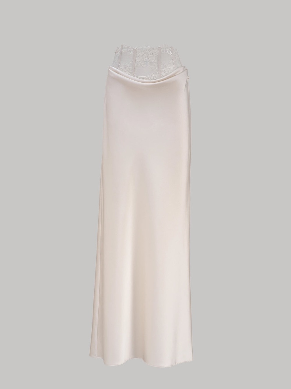 Elegant Lace-Trim Slip Dress in Ivory